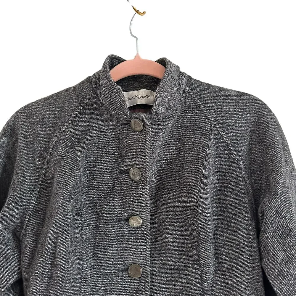 Karl Legerfeld Rare Vintage 90s Gray Tweed Military Steampunk Style Jacket